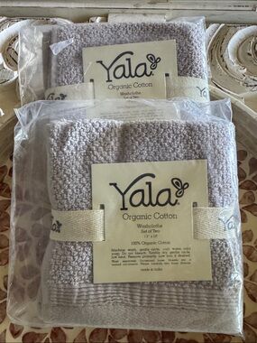 NWT 4 Yala Organic Cotton Plush Tan Terry Cloth Washcloths soft thick luxurious